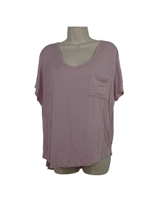 Hippie Rose Tops - Hippie Rose Pink V-Neck Short Sleeve Pocket T-Shirt Women Size L Casual Top